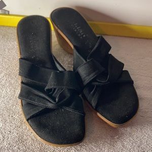 Italian Shoemakers Black Corked Wedges 7